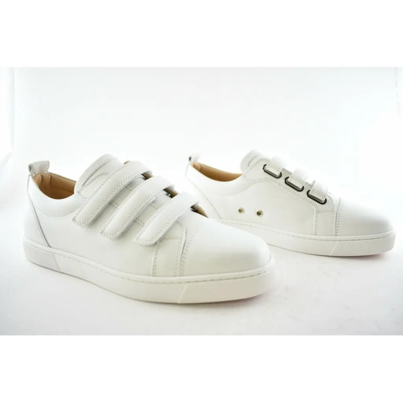 Christian Louboutin Kiddo Donna Flat Calf Leather White Strap Trainer Sneaker 40 - Picture 4 of 12